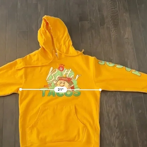 Yellow 'Life is Better with Tacos' Medium Hoodie - Picture 6 of 8